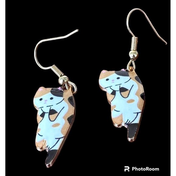 Calico Cat Earrings New Small Kitty Lover Dangle Hooks Christmas Birthda… - Picture 6 of 11